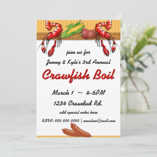 Crawfish Boil mit Wurst Einladungen (Stehend Vorderseite)