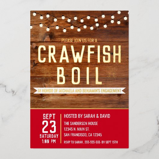 Crawfish Boil Paare Einladung (Vorderseite)