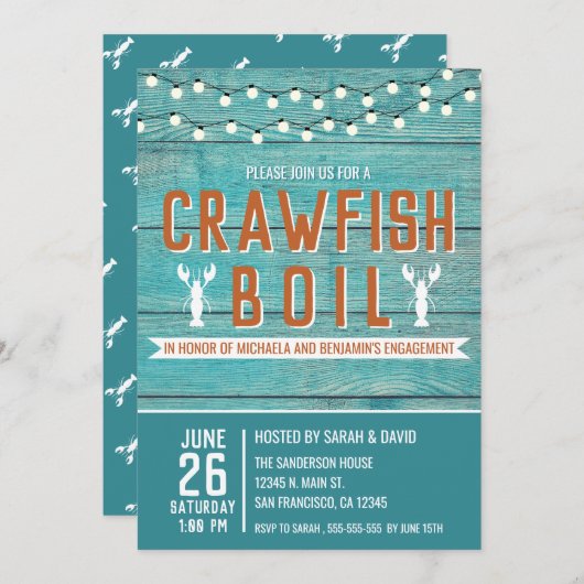 Crawfish Boil Paare Einladung (Vorne/Hinten)