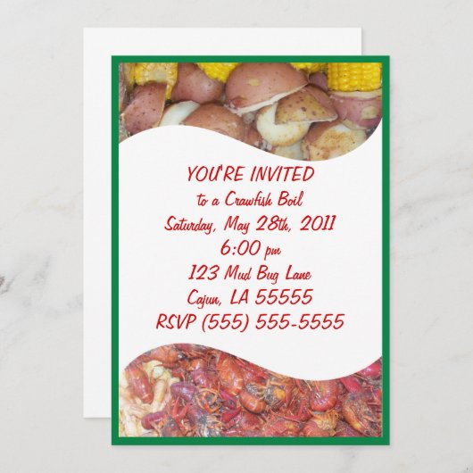 Crawfish Boil Party Einladung (Vorne/Hinten)