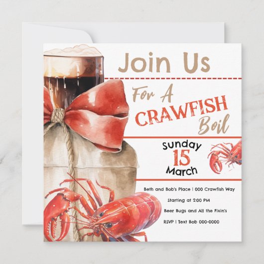Crawfish Boil Party Einladung (Vorderseite)