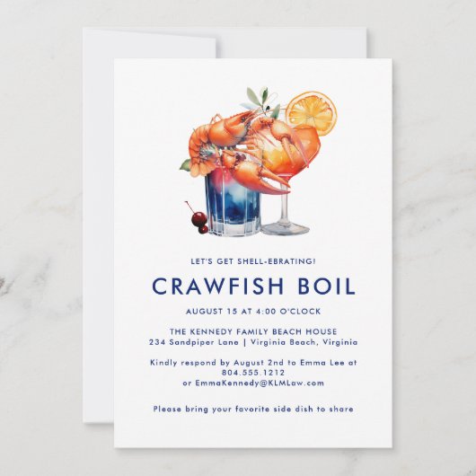 Crawfish Boil Party Niedriges Meer Einladung (Vorderseite)