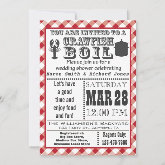 Crawfish Boil Polterabend Party Einladung 2 (Vorderseite)