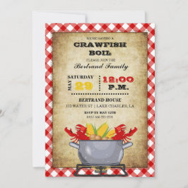 Crawfish Boil Pot Red Checkered Gingham Einladung