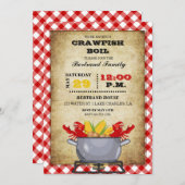 Crawfish Boil Pot Red Checkered Gingham Einladung (Vorne/Hinten)
