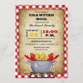 Crawfish Boil Pot Red Checkered Gingham Einladung
