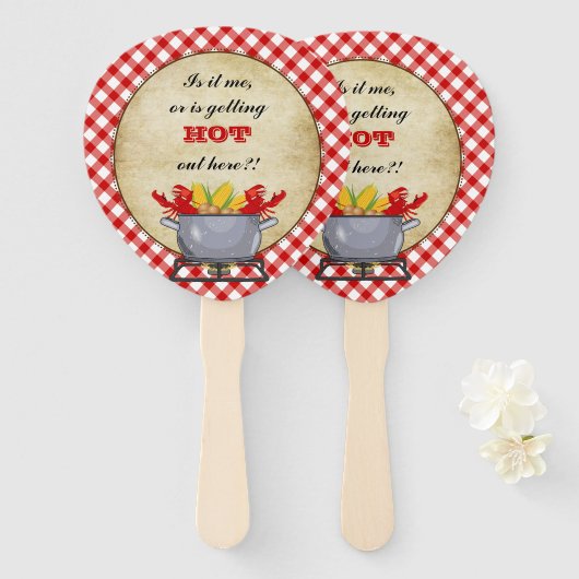 Crawfish Boil Pot Red Karo Gingham Fächer (Vorne und Hinten)