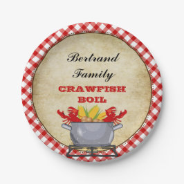 Crawfish Boil Pot Red Karo Gingham Pappteller