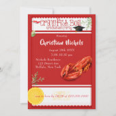 Crawfish Boil Red Graduation Party Einladung (Vorderseite)