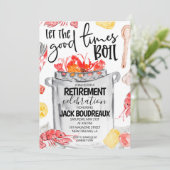 Crawfish Boil Retirement Party Einladung (Stehend Vorderseite)