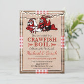 Crawfish Boil Rustic Wood Neu verheiratete Verlobu Einladung (Stehend Vorderseite)