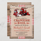 Crawfish Boil Rustic Wood Neu verheiratete Verlobu Einladung (Vorne/Hinten)