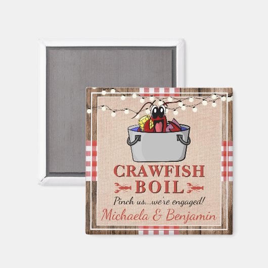 Crawfish Boil Rustikale Engagement Partei Magnet (Vorderseite/Rückseite)