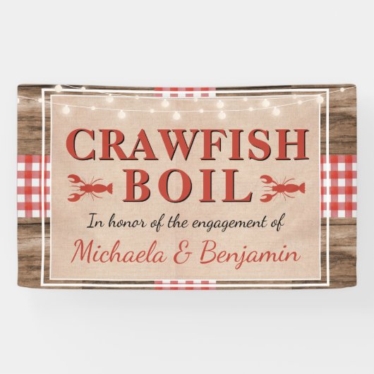 Crawfish Boil Rustikale Paare Dusche Verlobung Banner (Horizontal)