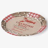 Crawfish Boil Rustikale Paare Engagement Partei Pappteller (Schrägansicht)