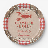 Crawfish Boil Rustikale Paare Engagement Partei Pappteller (Vorderseite)