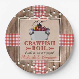 Crawfish Boil Rustikale Paare Engagement Partei Pappteller