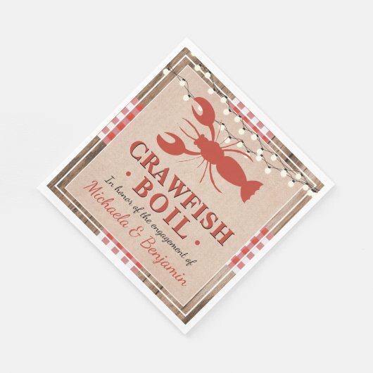Crawfish Boil Rustikale Paare Engagement Partei Serviette (Ecke)