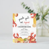Crawfish Boil Script Engagement Party Invitation (Stehend Vorderseite)