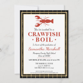 Crawfish Boil Seafood Black Gold Graduation Party Einladung