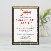 Crawfish Boil Seafood Black Gold Graduation Party Einladung (Stehend Vorderseite)