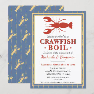 Crawfish Boil Seafood Blue Engagement Party Einladung