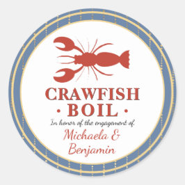 Crawfish Boil Seafood Blue Engagement Party Runder Aufkleber