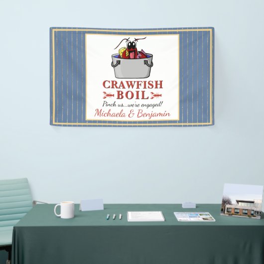 Crawfish Boil Seafood Blue Gold Engagement Party Banner (Messeveranstaltung)