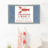 Crawfish Boil Seafood Blue Gold Engagement Party Banner (Insitu)