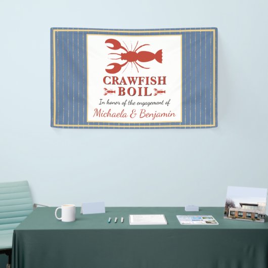 Crawfish Boil Seafood Blue Gold Engagement Party Banner (Messeveranstaltung)