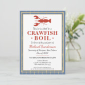Crawfish Boil Seafood Blue Graduation Party Einladung (Stehend Vorderseite)