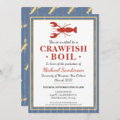 Crawfish Boil Seafood Blue Graduation Party Einladung (Vorne/Hinten)
