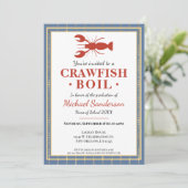 Crawfish Boil Seafood Blue Graduation Party Einladung (Stehend Vorderseite)