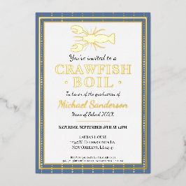 Crawfish Boil Seafood Blue Graduation Party Folieneinladung