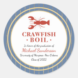 Crawfish Boil Seafood Blue Graduation Party Runder Aufkleber