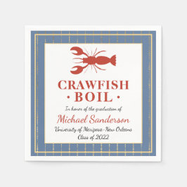 Crawfish Boil Seafood Blue Graduation Party Serviette