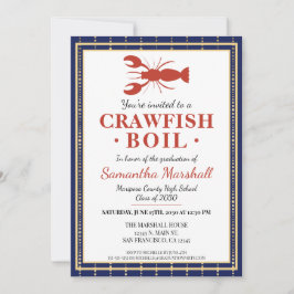 Crawfish Boil Seafood Blue School Graduation Party Einladung