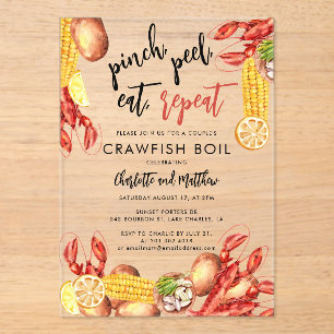 Crawfish Boil Seafood Engagement Party Acryleinladungen