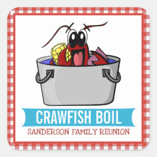 Crawfish Boil Seafood Party Picnic Family Wiederse Quadratischer Aufkleber