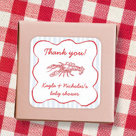 Crawfish Boil Southern Red & Blue Baby Dusche Quadratischer Aufkleber