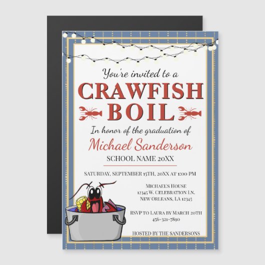 Crawfish Boil Special Event School Abschluss Magneteinladung (Vorne/Hinten)