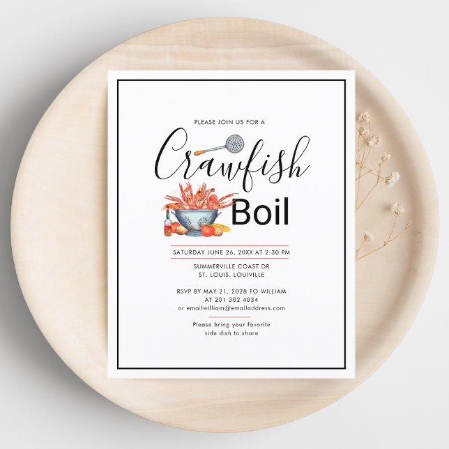 Crawfish Boil Wasserfarben Familie Cookout Einladu (Crawfish Boil Watercolor Family Cookout Invitation)