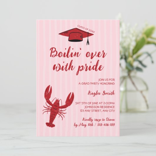 Crawfish Boilin" Over mit stolzem Abschluss Einladung (Stehend Vorderseite)