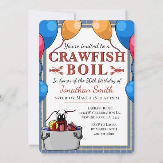 Crawfish Booking Special Event Geburtstag Einladung (Vorderseite)