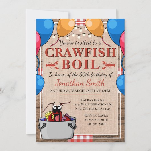 Crawfish Booking Special Event Geburtstag Einladung (Vorderseite)