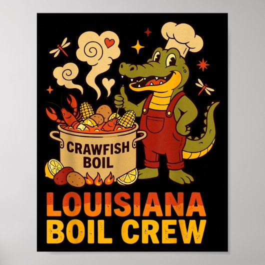 Crawfish Cajun Louisiana Boil Alligator Bayou Retr Poster (Vorne)