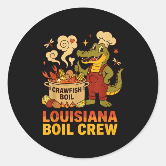 Crawfish Cajun Louisiana Boil Alligator Bayou Retr Runder Aufkleber (Vorderseite)
