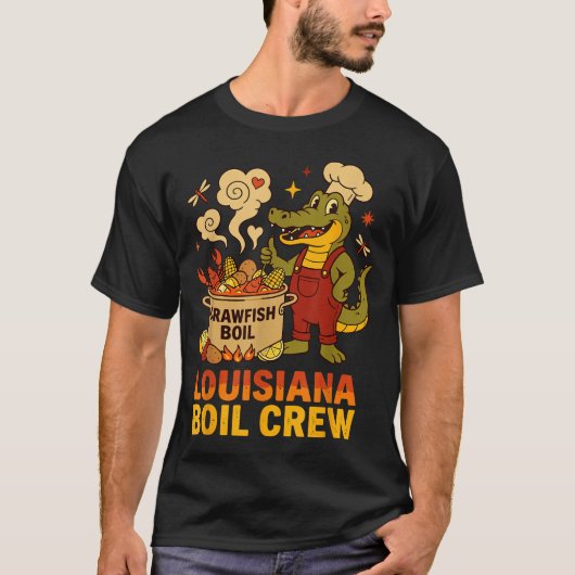 Crawfish Cajun Louisiana Boil Alligator Bayou Retr T-Shirt (Vorderseite)
