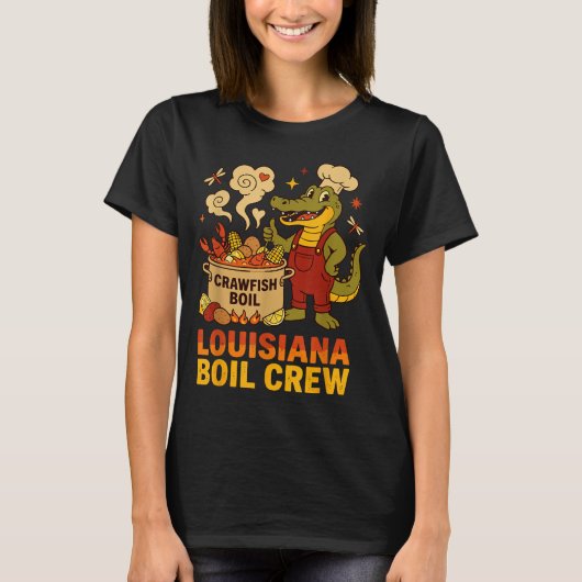 Crawfish Cajun Louisiana Boil Alligator Bayou Retr T-Shirt (Vorderseite)