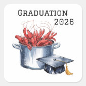 Crawfish & Caps: Ein gekochter Abschluss Quadratischer Aufkleber (Vorderseite)